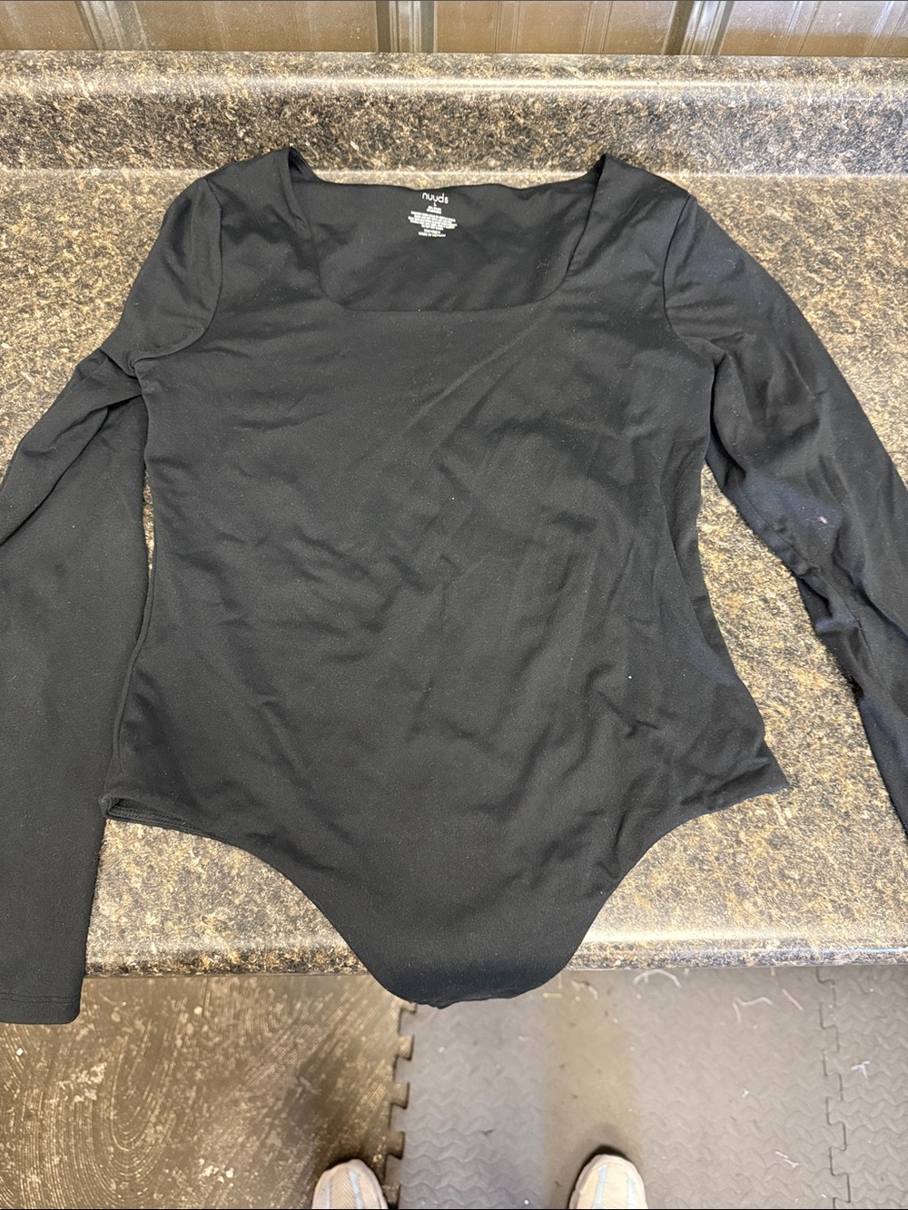 Nuuds square neck Long Sleeve Black Bodysuit